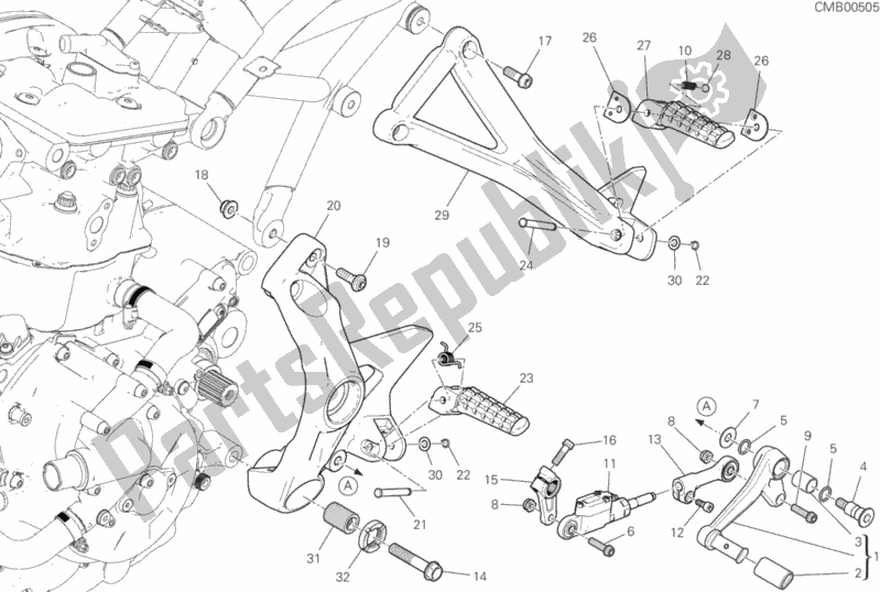 Alle onderdelen voor de Voetsteunen Links van de Ducati Supersport S Brasil 937 2019